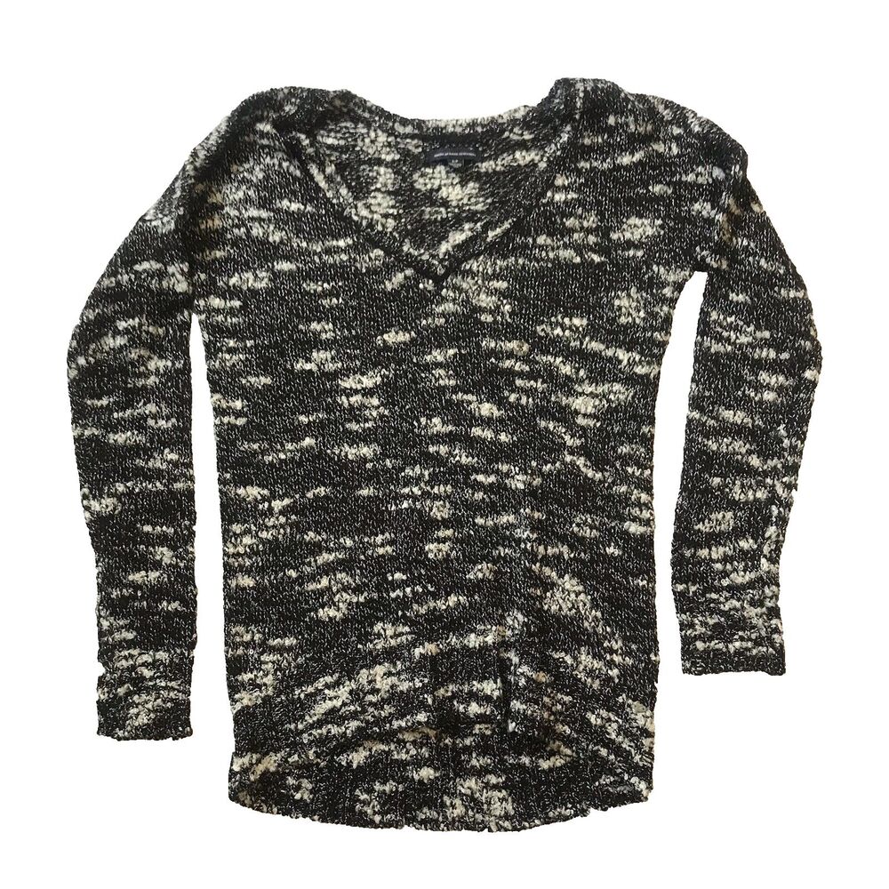 American Eagle Outfitters S V-neck Cardigan Black Sweater Sparkle Metallic NWOT